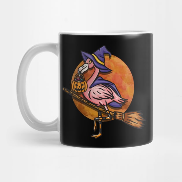 Flamingoween Flamingo Witch Gift for a Halloween Party Lover design by biNutz